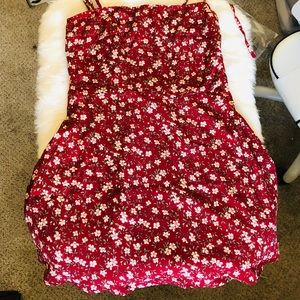 Red Flower Spaghetti Strap Dress